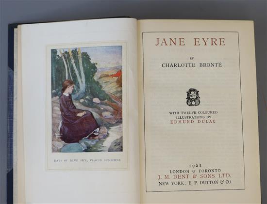 Bronte, Anne, Charlotte and Emily - Works, 6 vols, 8vo, half calf, illustrated by Edmund Dulac, J.M. Dent, London and Toronto, 1922